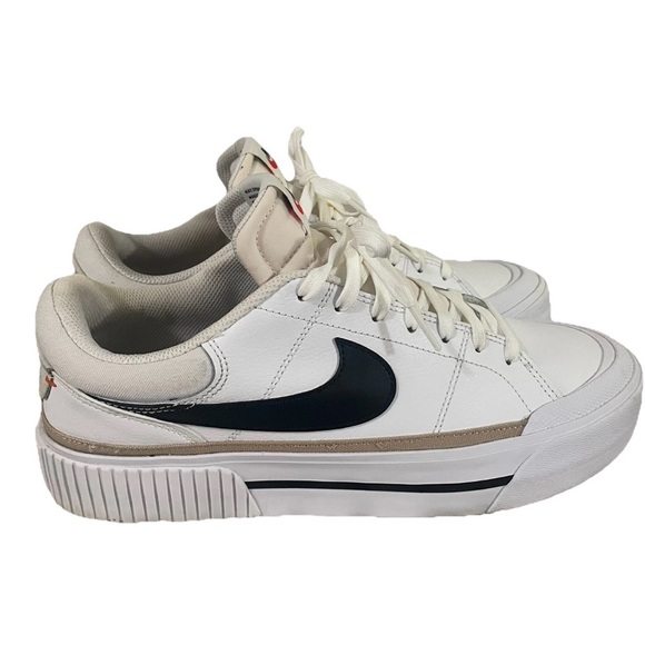 Nike Court Legacy Lift Platform Sneakers Women 11 White Black Tan - Picture 5 of 7